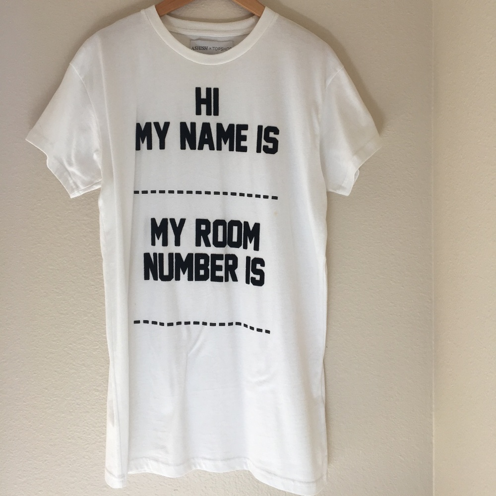 💛Topshop x Ashish White Graph T-shirt Dress